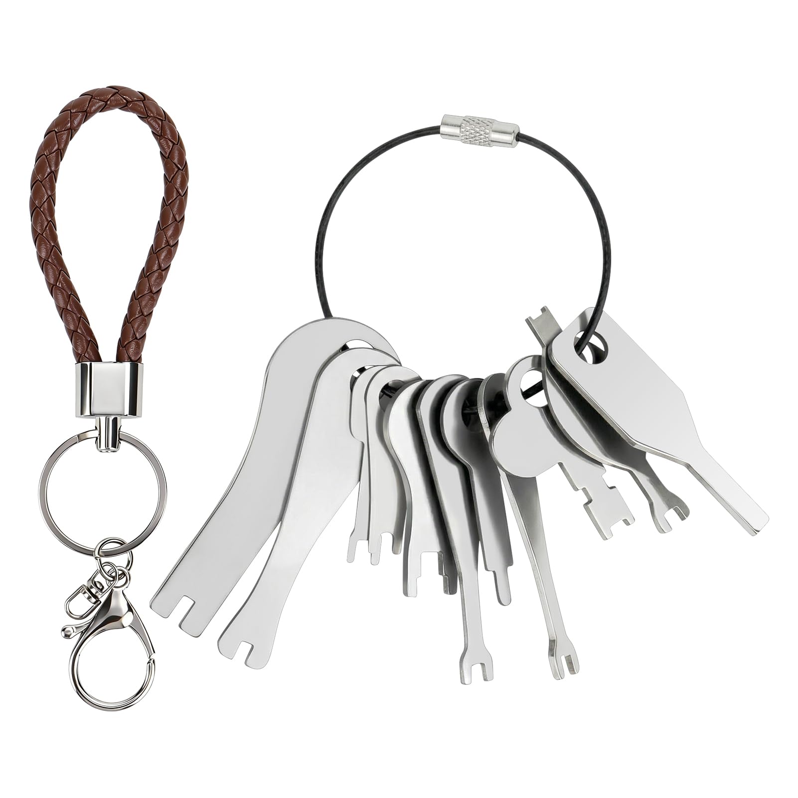 11-in-1 Emergency Light Test Key Set, Fish Keys with Keychain for Fire Alarm, Exit Sign, Light Testing & Maintenance