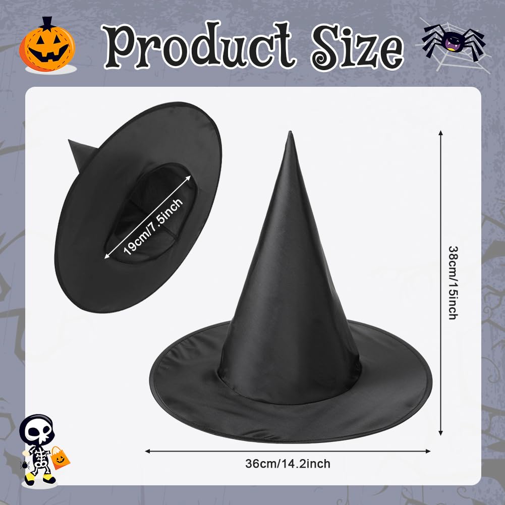 LKNBIF 10pcs Halloween Witch Hats for Women Kids Adults Black Witches Hat Pointed Wizard Hat Halloween Decorations Black Cosplay Party Witches Hats Costume Accessory - Image 2