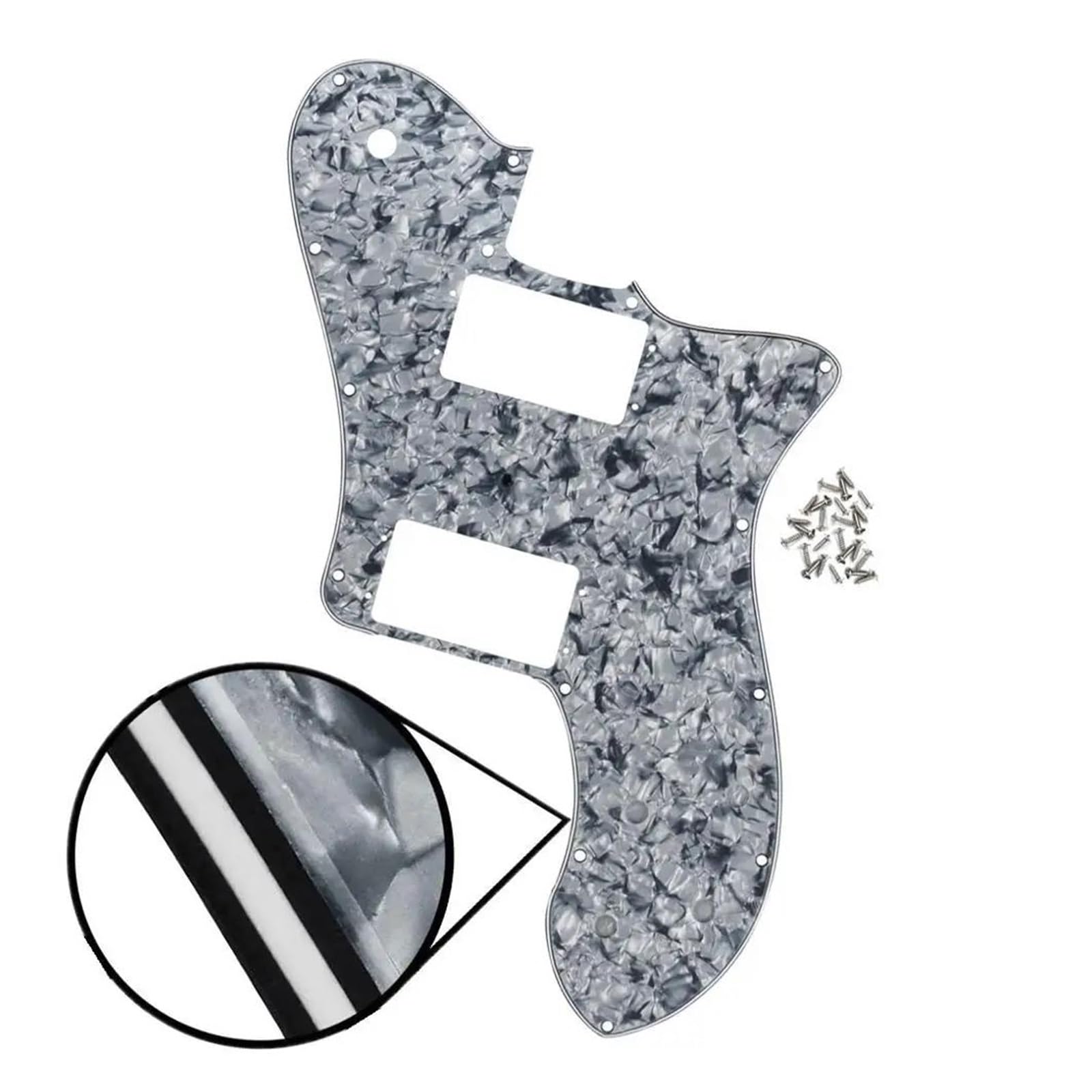 maskownica do gitary elektrycznej Płytka ochronna na kostkę do gitary i śruby pasujące do części gitarowych w stylu 72(Grey Pearl 4ply)