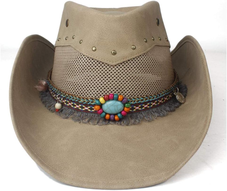 Fashion Natural Leather Women Cowboy Hat Jazz Cowgirl Hat For Lady