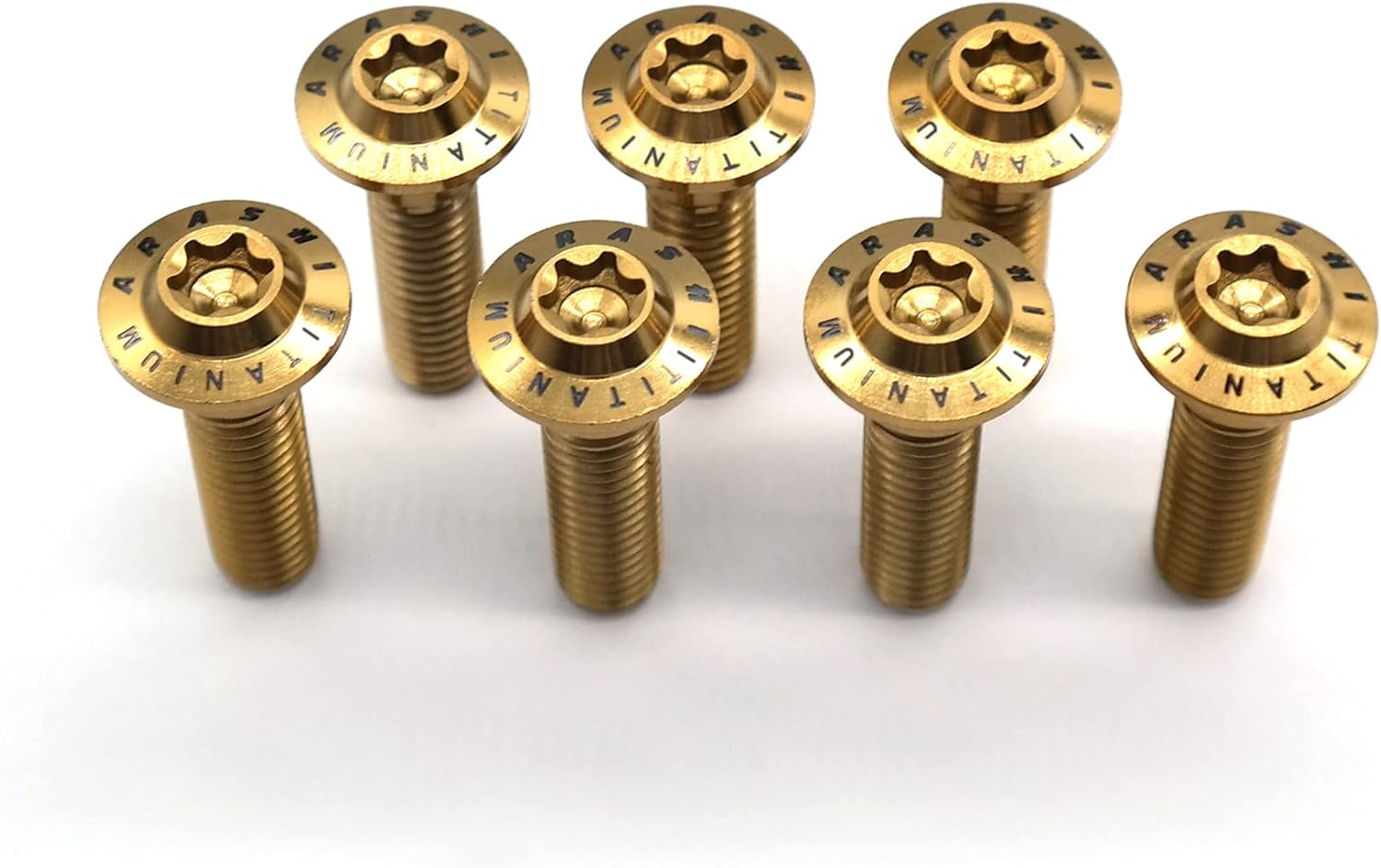 Front Brake Disc Rotors Mounting Bolts for Kawasaki Ninja ZX6R 1995-01, ZZR600 1990-2008, Z1000 2003-2006, Ninja ZX12R 2004-2006 Titanium Tapered Torx Screws M8x30 Gold 10 Pcs