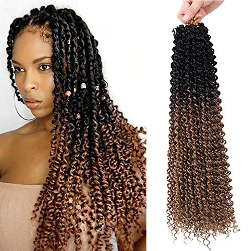 8 Packs OT27 Passion Twist Hair 18 Inch Ombre Crochet Hair Water Wave Synthetic Bradis Twsit for Passion Twist Crochet Hair Braiding Goddess Locs Long Bohemain Locs Hair Extensions (22Strands/Packs)