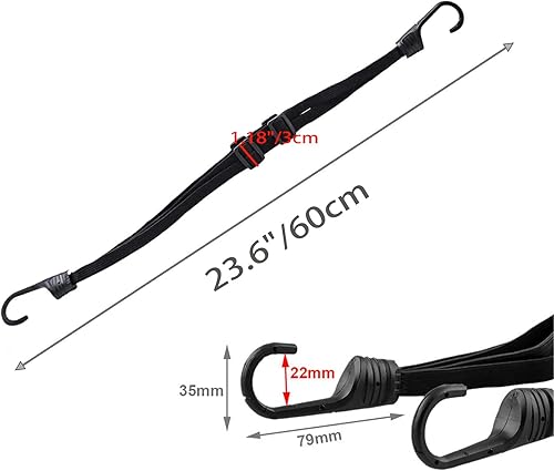 Miniatura 2 de Paquete de 2 correas elásticas para casco de motocicleta de 23.6 pulgadas con 2 ganchos, correa elástica de malla retráctil para casco y equipaje