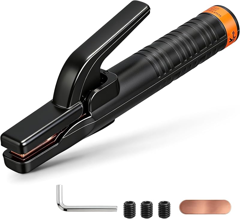 Portaelectrodos de soldadura Soldador aislado de cobre puro de 500 amperios | Materiales de latón, trabajo pesado, abrazadera Stinger, abrazadera de electrodo de máquina soldadora de arco, diseño americano