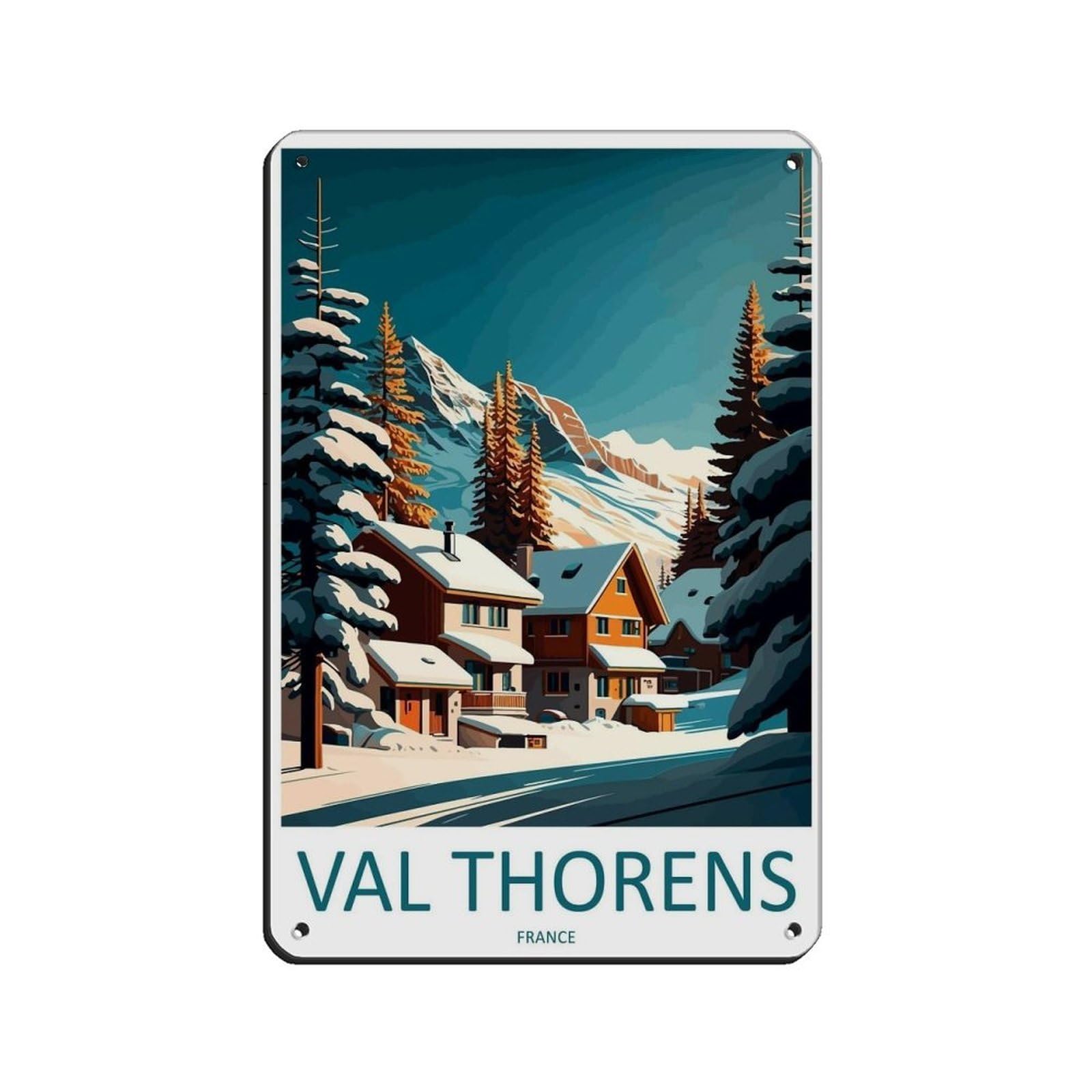 Val Thorens Travel Art Ski Art Lover Gift Retro Poster Metal Tin Sign Chic Art Retro Iron Painting Bar People Cave Cafe Family Garage Poster Wall Decoration 8x12inch(20x30cm)