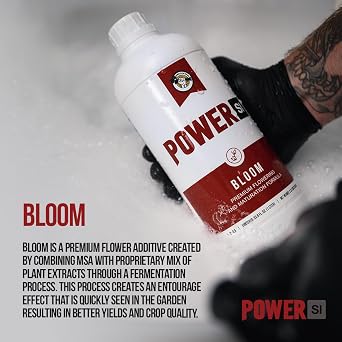 PowerSi Bloom 1L Premium Flowering Additive with Bioavailable Silica and Exotic Plant Extracts Enhances Flower Quality, Increases Bud Sites, and Boosts Trichome Production