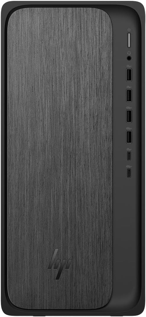 HP OmniDesk M02-00 Desktop Computer PC, AMD Ryzen 7 8700G, 16 GB DDR5 Memory, 1 TB NVMe SSD, AMD Radeon 780M Graphics, Windows 11 Home, Dark Wood (2025) (Renewed)