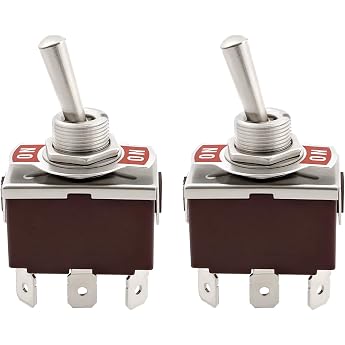 YINETTECH 2pcs 6 Pin Toggle Switch 250VAC 15A - 125VAC 20A Two Pole Toggle Switch 2 Position Locking Maintain Silver Contact for 12mm Mounting Hole