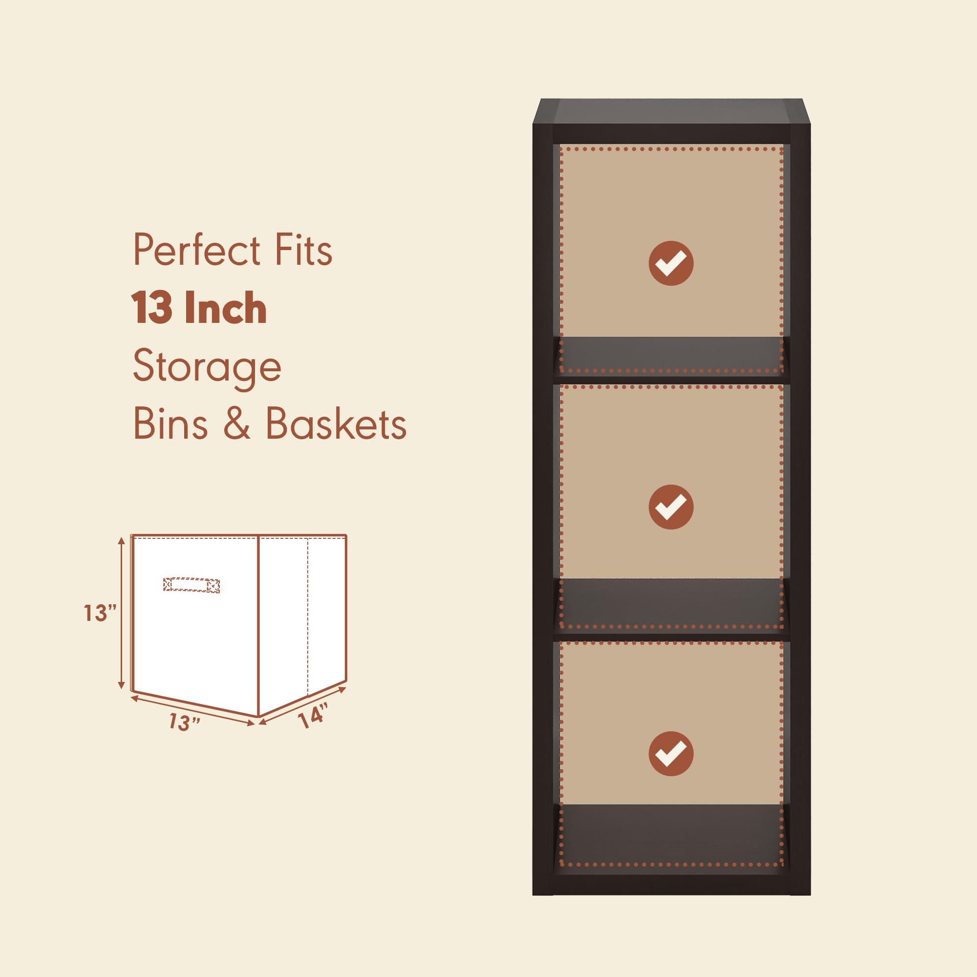 Furinno CUBICLE Mobile per Giradischi con Raccoglitore per Vinili, 3-Cube 1.2 Extra Spesso Raccoglitore per Dischi in Vinile, Scaffale Multimediale per CD DVD Dischi, Rovere Scuro Nero