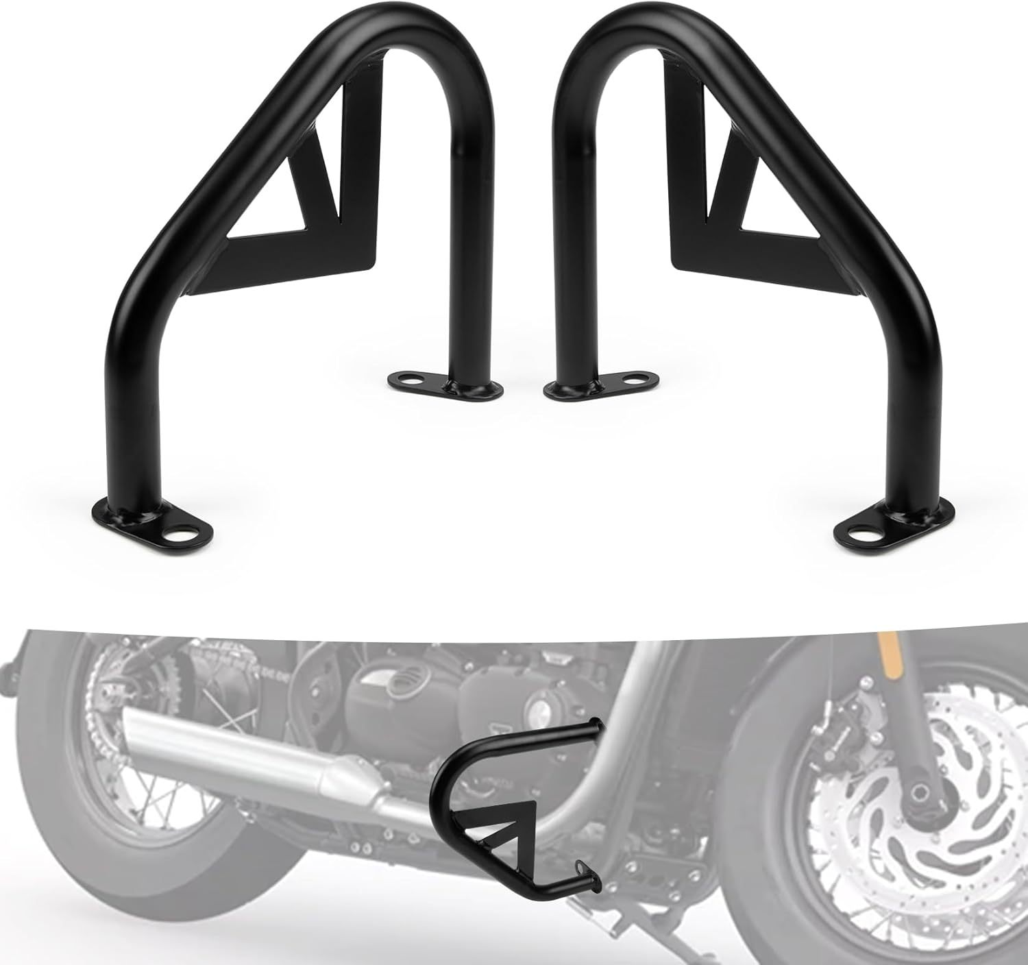 Engine Guard for Bonneville, PSLER Crash Engine Guard Body Side Bumper Rail Fence Protector for Bonneville T100 T120 Thruxton 1200 R Street Twin 2016-2019 Bobber Street Cup 2017-2019