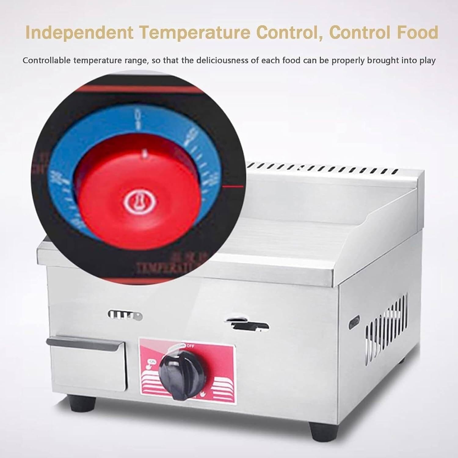 Commercial Desktop Gas Griddle, Commercial Countertop Stainless Steel Griddle Cooking BBQ Flat Hot Plate