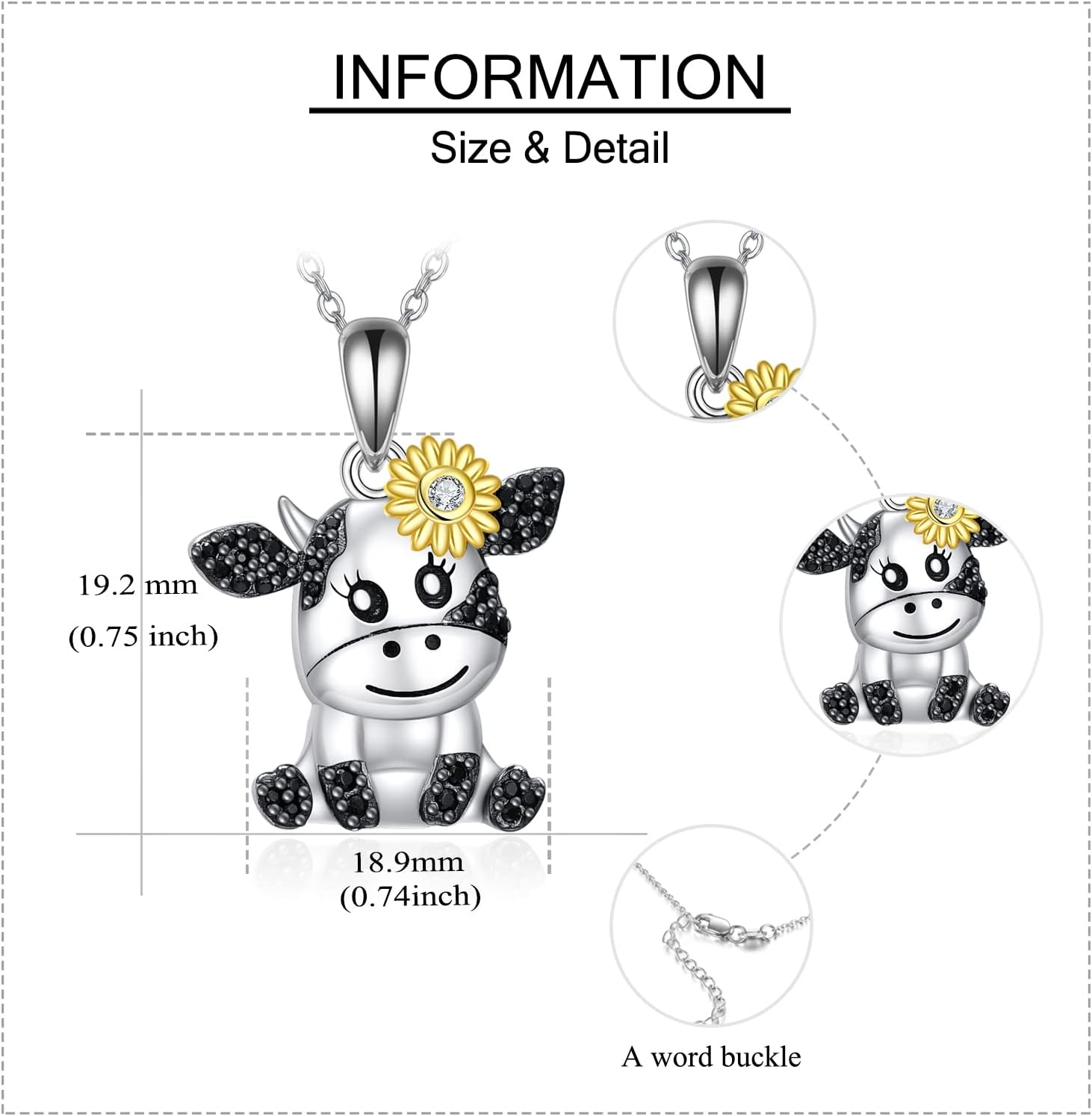 Cow/Dinosaur/Giraffe/Fox/Monkey/Frog/Lion Pendant Necklaces for Girls 925 Sterling Silver Cute Animal Necklace Gift for Women Birthday Gift for Daughter/Niece/Granddaughter - Image 4