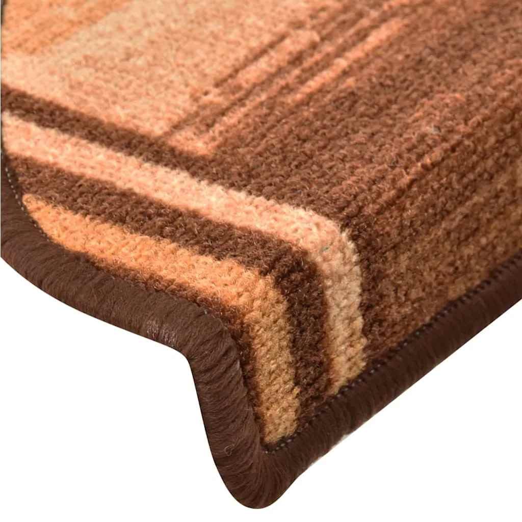 Samoprzylepne maty na schody, brązowe, 5 szt., 65 x 21 x 4 cm, z poliamidu, tuftowane, do antypoślizgowego nakładki na schody wewnątrz, ochraniacze na schody