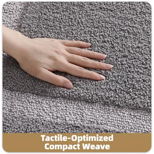 Image of Color&Geometry Mini Gray Bathroom Rugs 24x16, Extra Soft Absorbent Microfiber Bath Rug, Non-Slip Bathroom mat, Washable Plush Bath Mats for Bathroom, Shower, Bathtub, Laundry, Small, Dark Light Grey