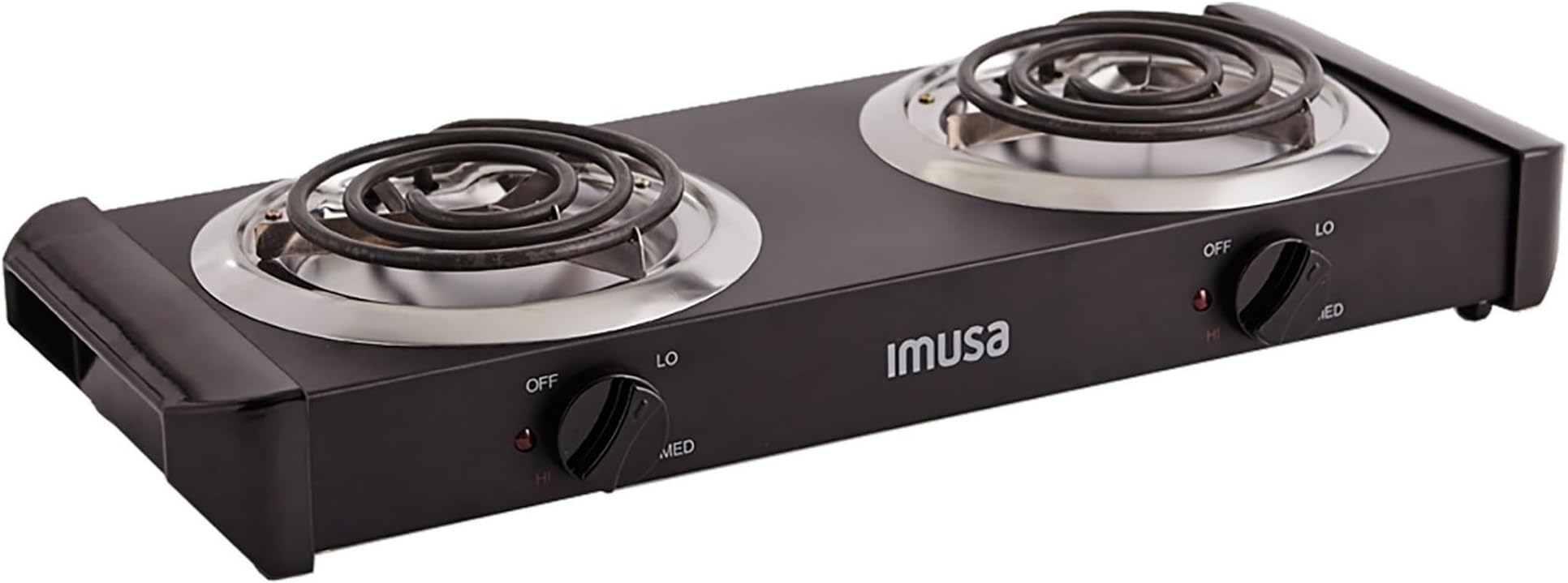 IMUSA USA GAU-80306 1500W Electric Double Burner Hot Plate, Small Electric Stove, Black