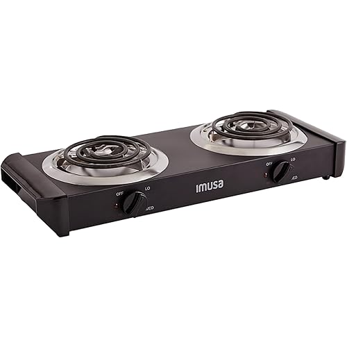 IMUSA USA GAU-80306 Electric Double Burner 1750-Watts , Black