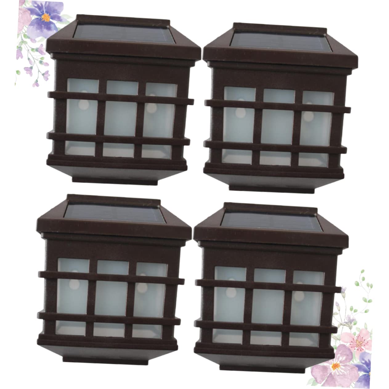 FONDOTIN 4Pcs Solar Powered Wall Light Outdoor Stairs Lamp for Patio and Garden Warm Landscape Lighting with Battery Durable and Easy to Install