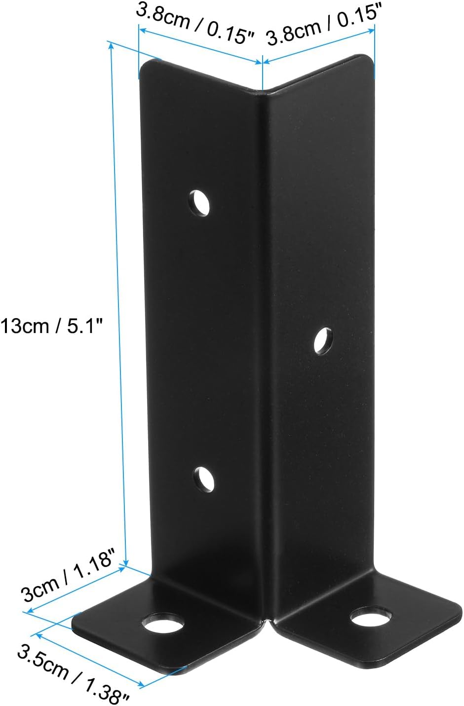 uxcell 8pcs Adjustable Deck Post Base Brackets Fit 1.5x1.5,2x2,2x4,4x4 Post, Reversible Half Column Deck Post Base for Deck Railing Mailbox, Black