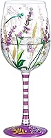 Vista 1 de NymphFable Copa de vino pintada a mano con lavanda púrpura y libélula regalo de cumpleaños para mujeres con caja de regalo personalizada, 15 onzas