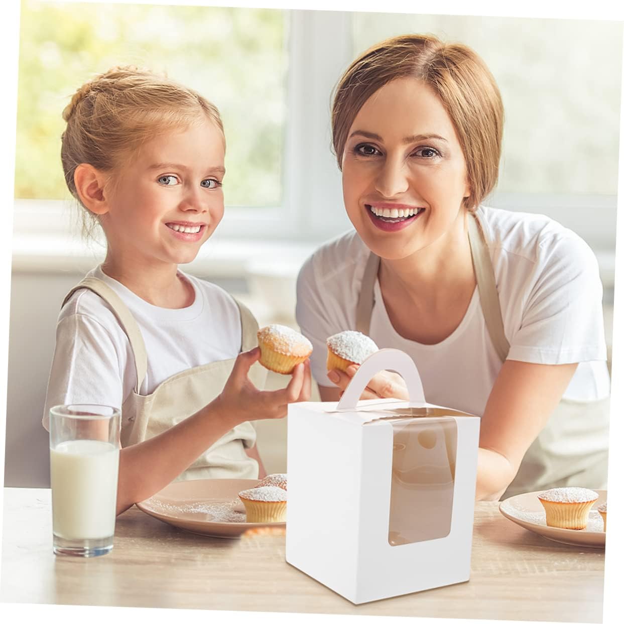 KICHOUSE 1set Portable Cake Box Elegant Dessert Wrapping Container Window for Muffins Cookies and Pastries Lightweight and Easy to Carry for Christmas Party Packaging