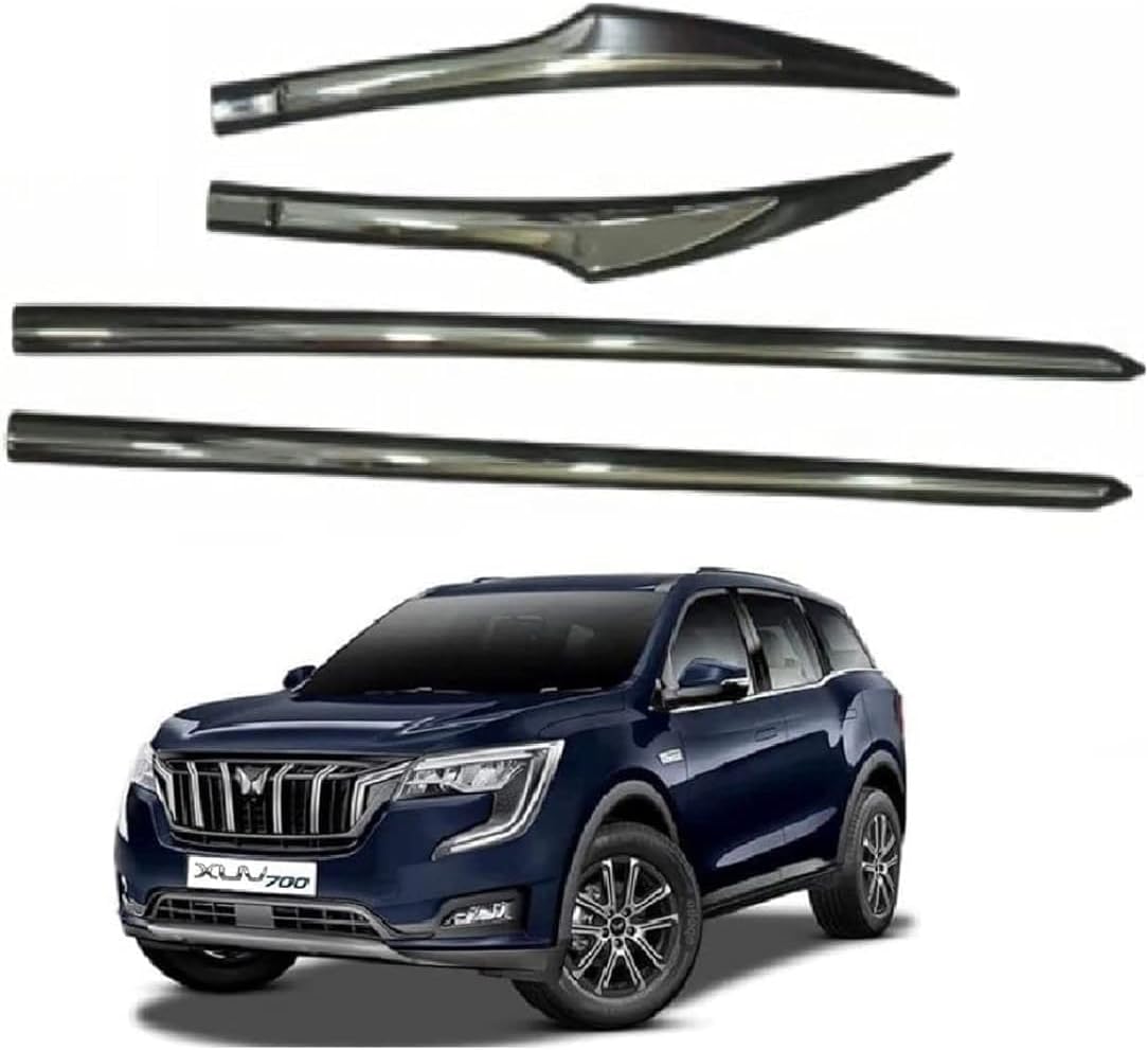 AUTOXYGEN Side Door Beading Black Door Protector with Single Chrome Strip for XUV 700