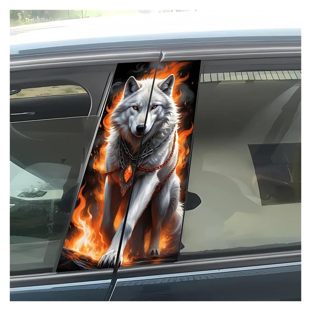 Sticker voiture loup blanc pour montant B : sublimez votre auto au quotidien