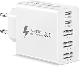 USB C Charger Multiple, 50 W 5 Ports Multiple Power Supply USB C Fast Charger with 2 USB-C and 3 USB-A, Charging Plug USBC Plug for iPhone 17 16 15 14 13 12 11 Pro Max, Samsung Galaxy S26 S25 S24 S23