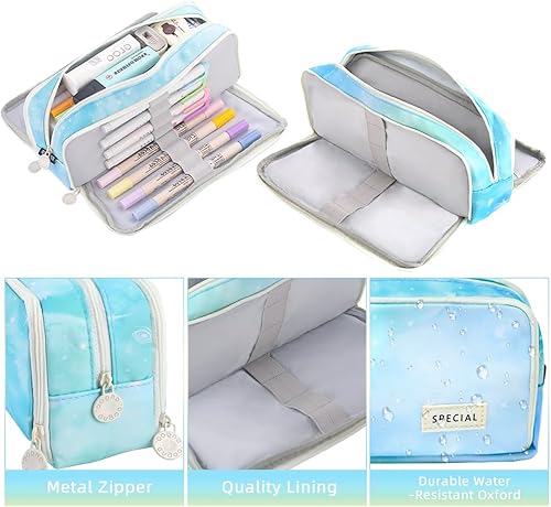 Vista 62 de iSuperb Estuche grande para lápices con 3 compartimentos, bolsa de lápices de gran capacidad para niños, adolescentes, niñas, niños, estudiantes