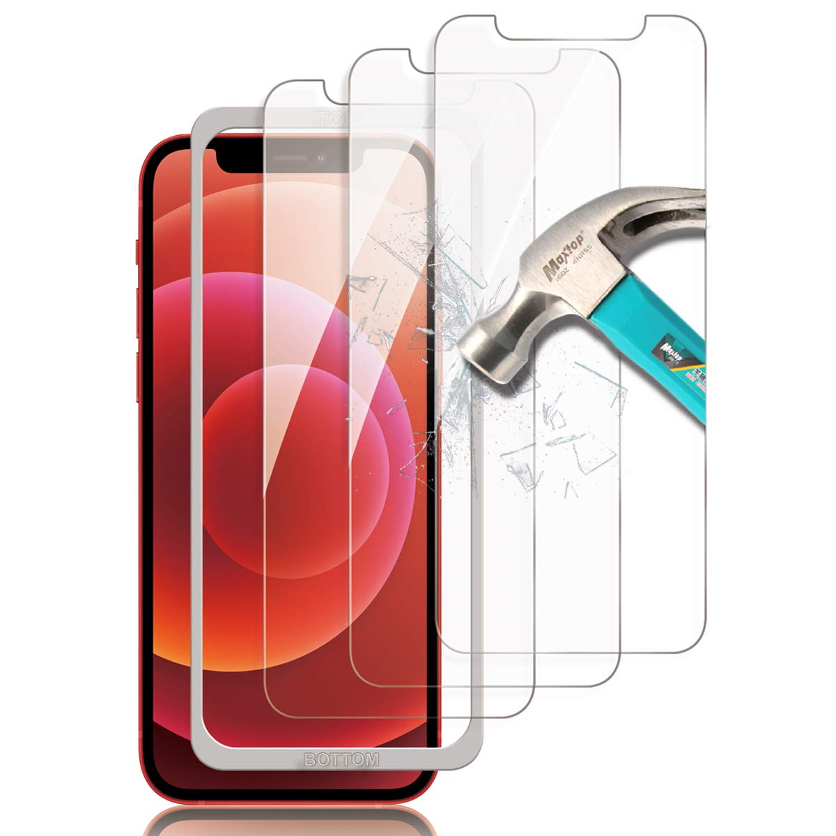 AFGLOOY 3Pack, Screen Protector compatible for iPhone 12 mini (5.4"), Tempered Glass with Alignment Frame, Anti Scratch, 9H Hardness, Easy to install film