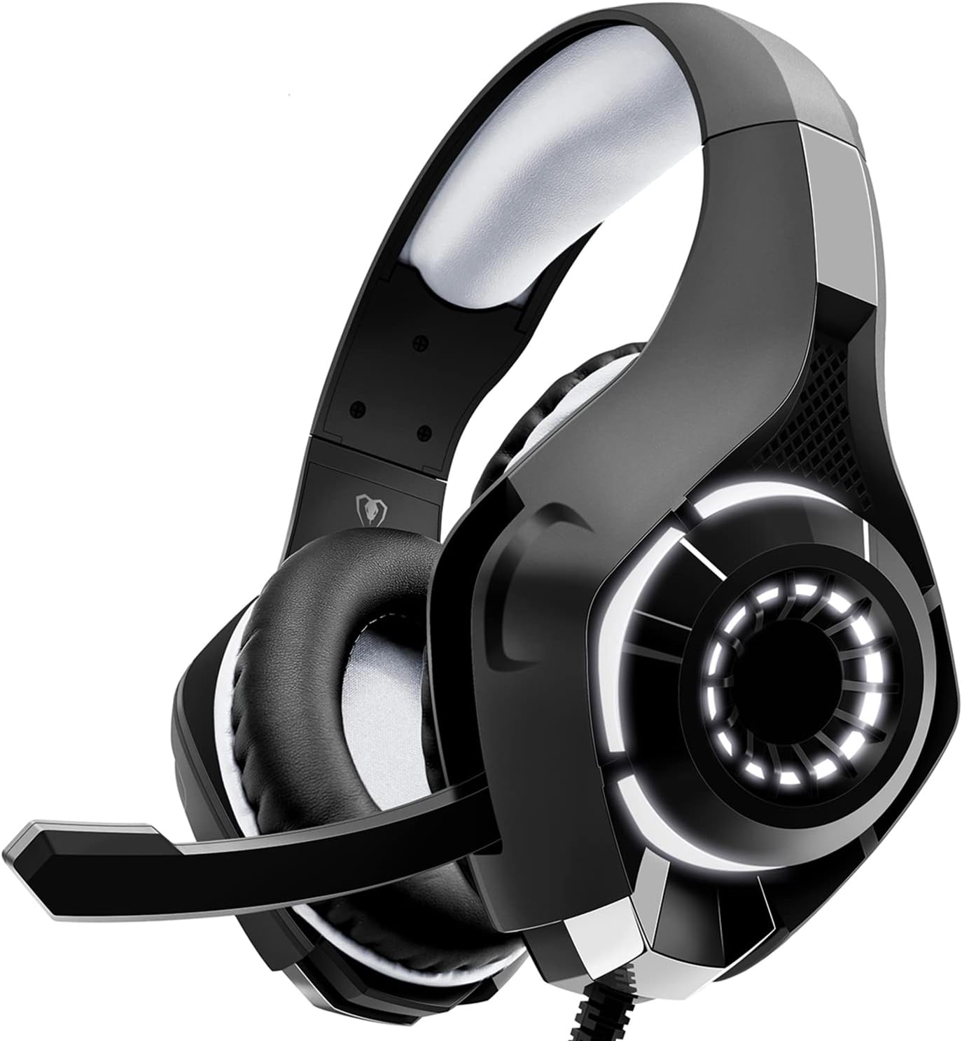 Gaming Headset for PS5 PS4 Xbox One Switch PC N64 with Noise Canceling Mic, Deep Bass Stereo Sound, Black Grey (GM-1G)