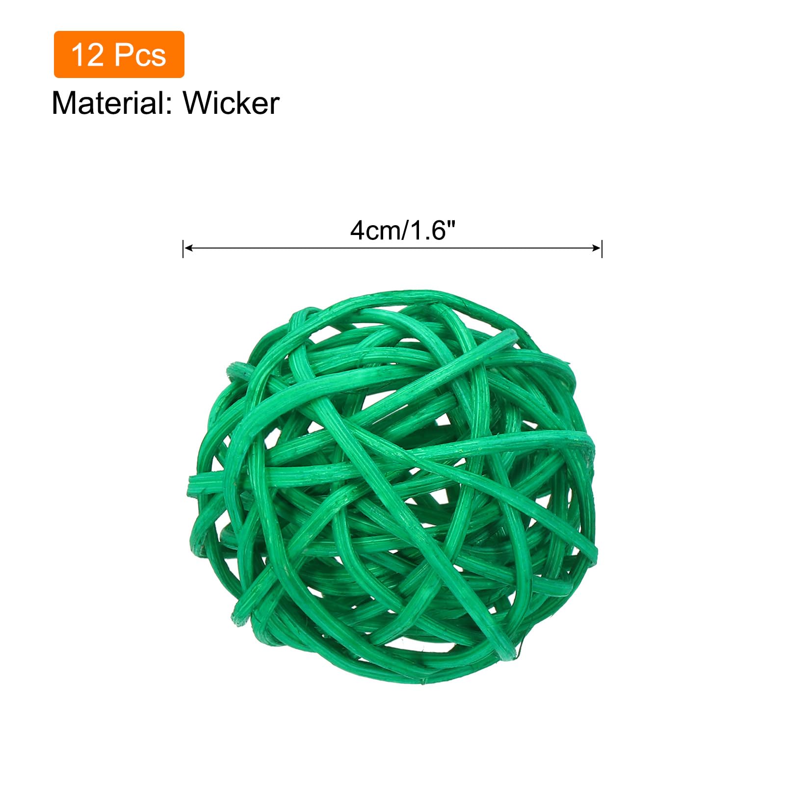Uxcell 12 Pcs Wicker Rattan Balls 1.6 Inch Rattan Decorative Balls for Centerpiece Bowls Vase Fillers Home Decor Deep Green - Image 2