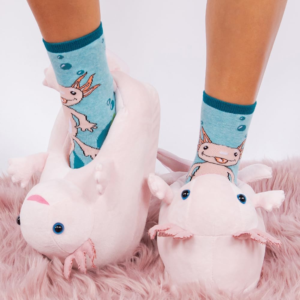 Kids Funny Soft Fuzzy Animal Slippers, Cute Cozy Non-Slip House Shoes for Boys & Girls, Shoe Size 1-4