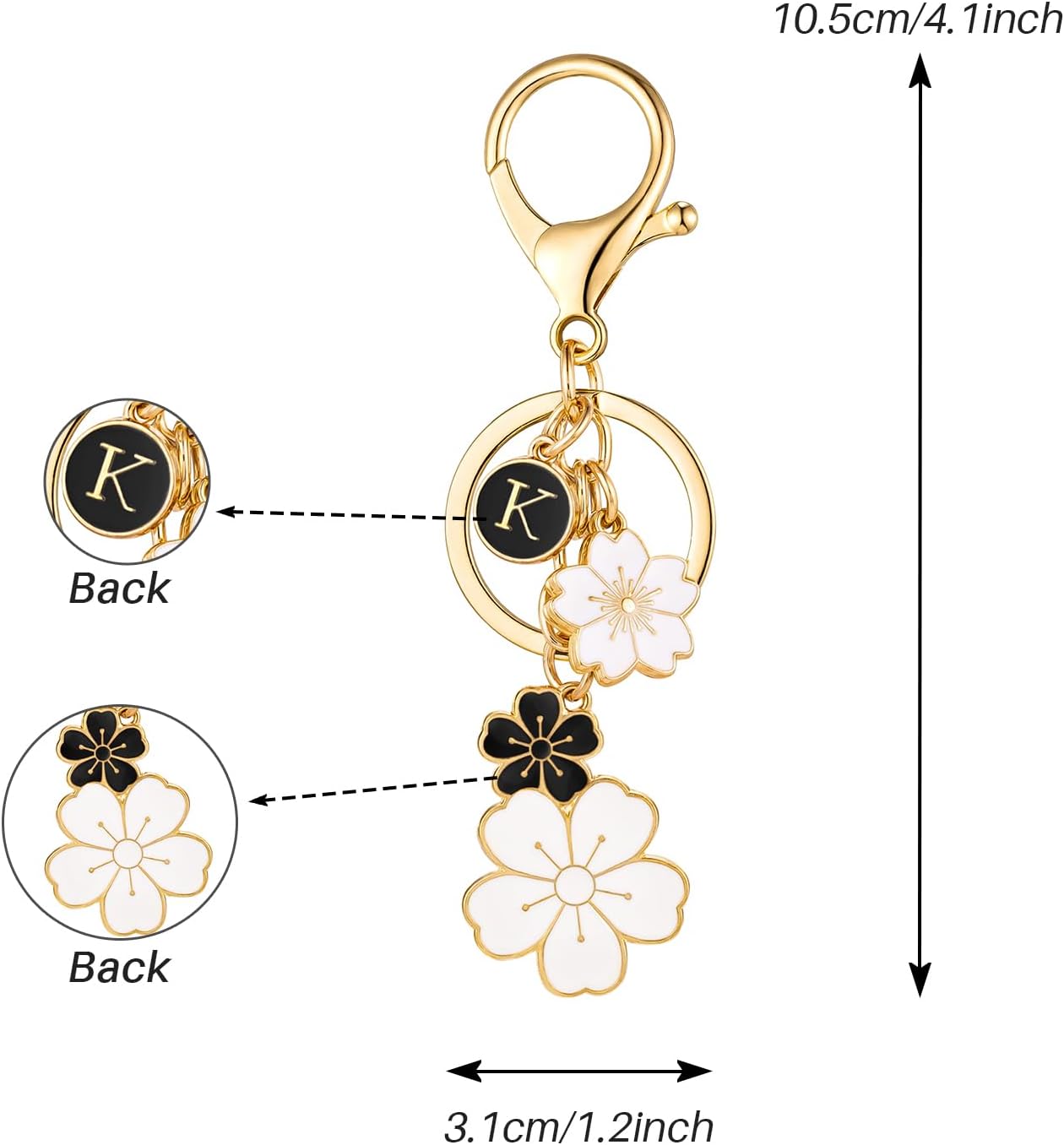 SELOVO Initial Keychain Flower Charms for Key Cute Pink Letter Keyring for Backpack - Image 4