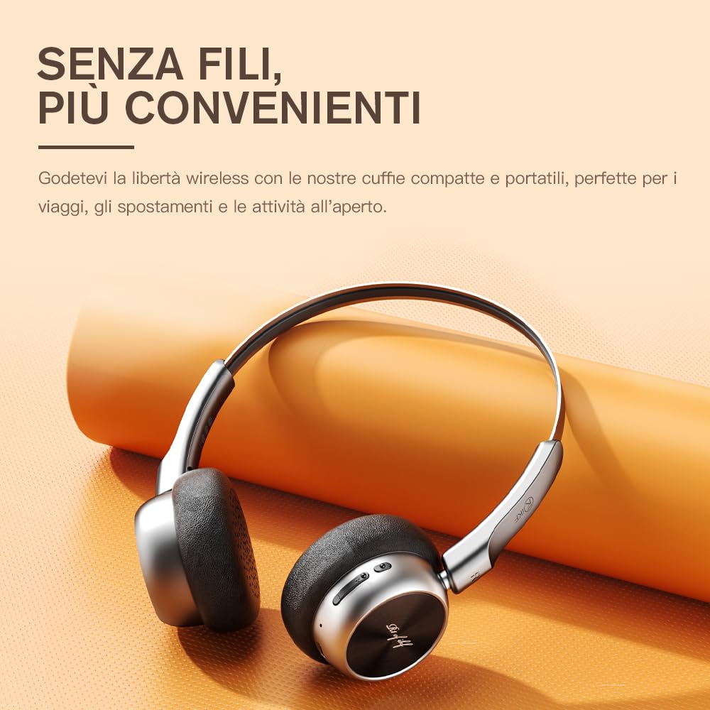 Cuffie wireless retro iKF R1,design vintage sovraurale,60 ore di riproduzione,microfono integrato,driver dinamico da 30 mm,leggero,connessione doppia per dispositivi iOS/Android(Nero)
