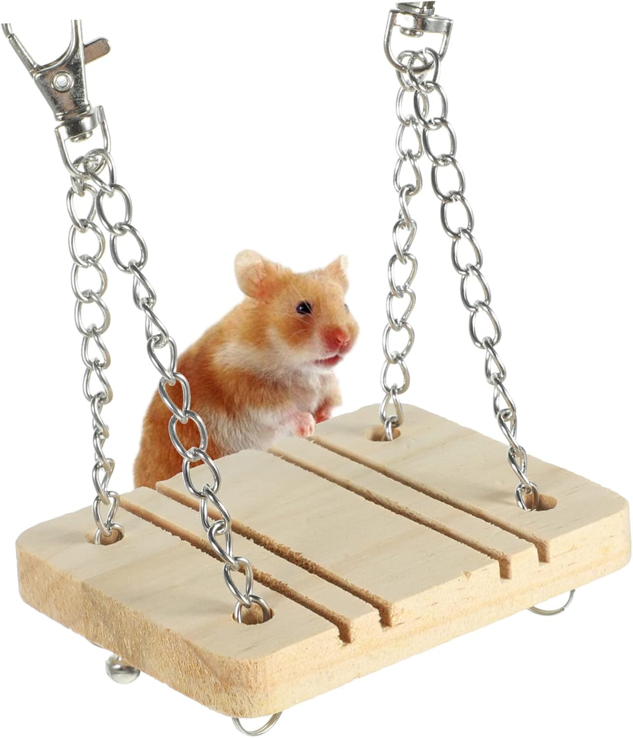 Toddmomy Hamster Chew Toys Set Wooden Seesaw and Carrot Grass Ball Small Animal Accessories for Hamsters Rabbits and Guinea Pigs Teething Toys for Rodents in Cardboard Packaging