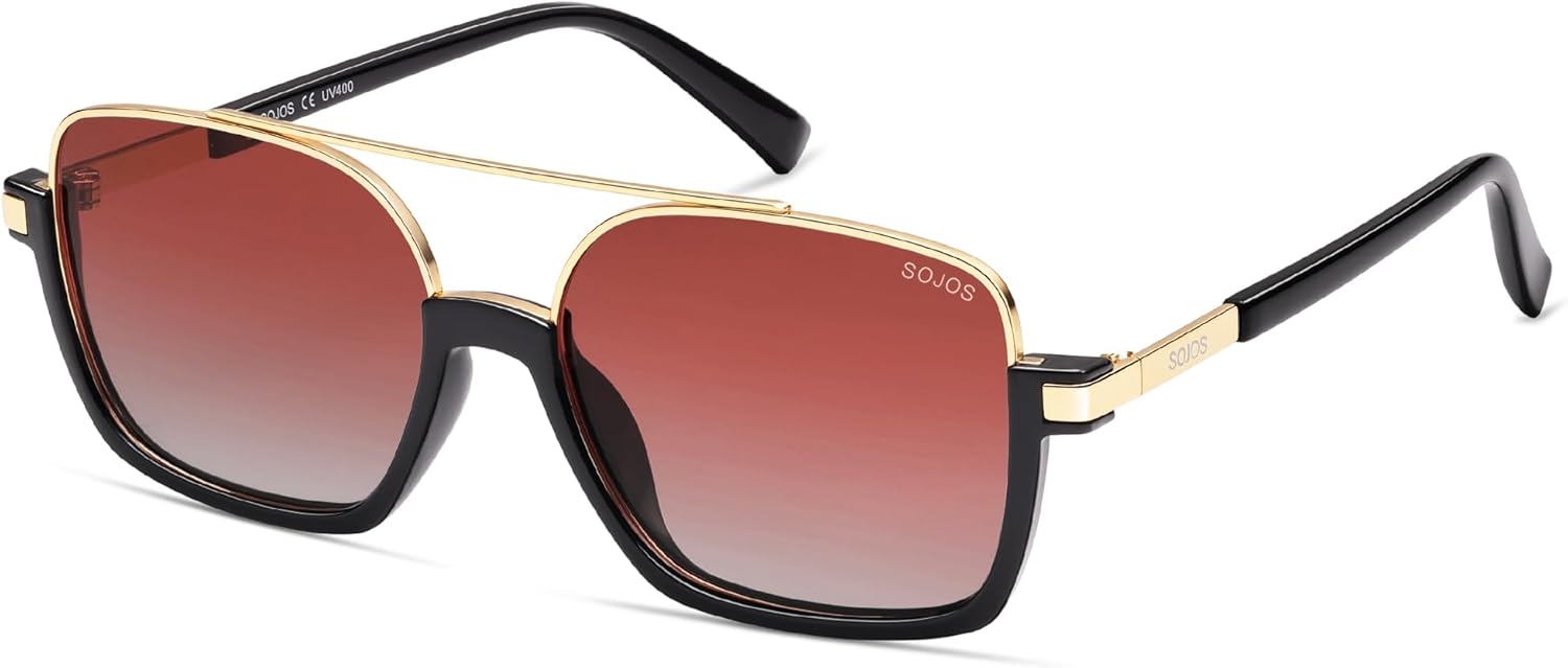 SOJOS Trendy Aviator Sunglasses for Women Men Polarized Retro Square Y2K Oversized Sun Glasses SJ2659