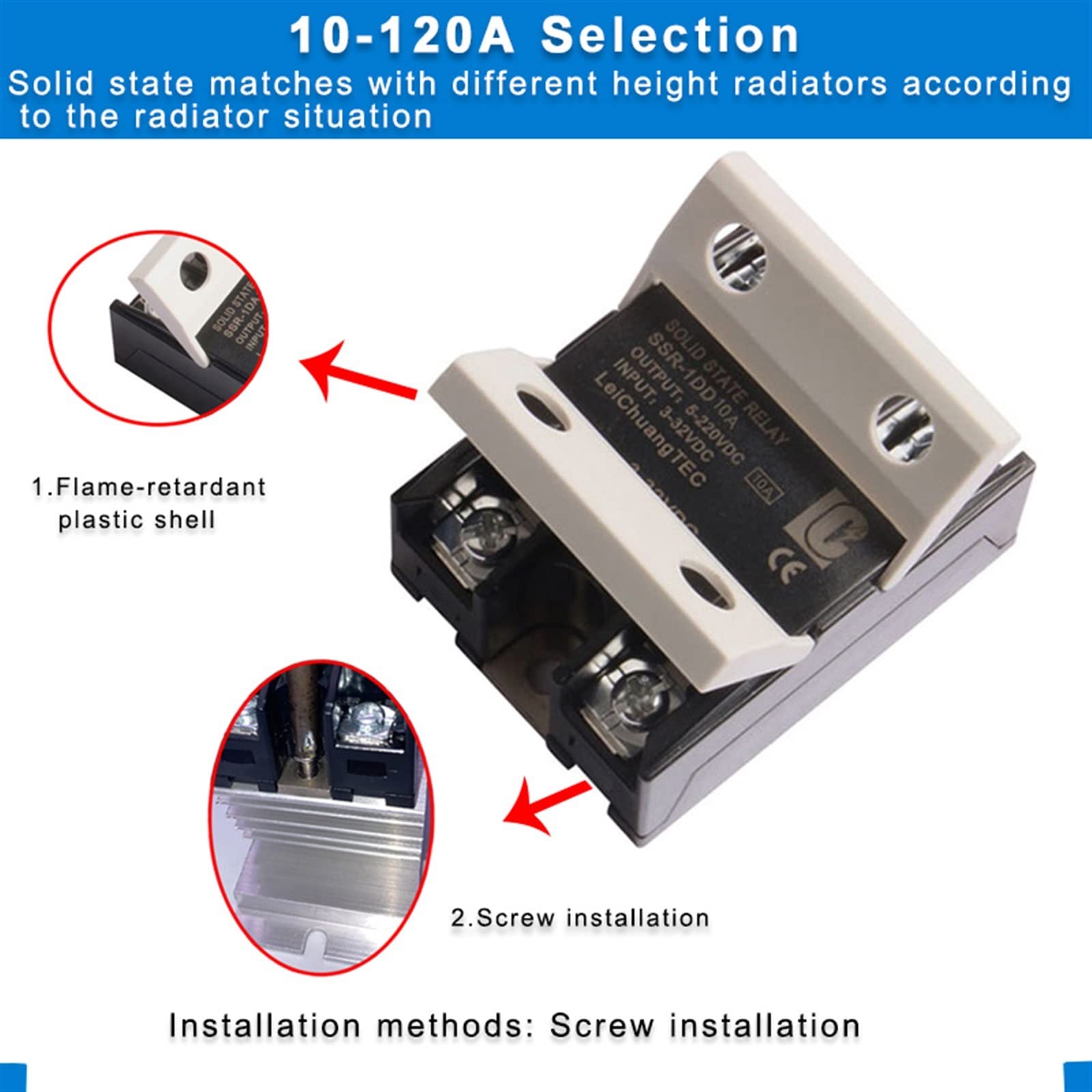 Halbleiterrelais SSR 10DD 25DD 40DD 60DD 80DD 100DD 120DD 200DD 240DD DC-Steuerung DC SSR 5 VDC 12 VDC 24 VDC 60 VDC 220 VDC Ersatzteile(Size:DD 180A)