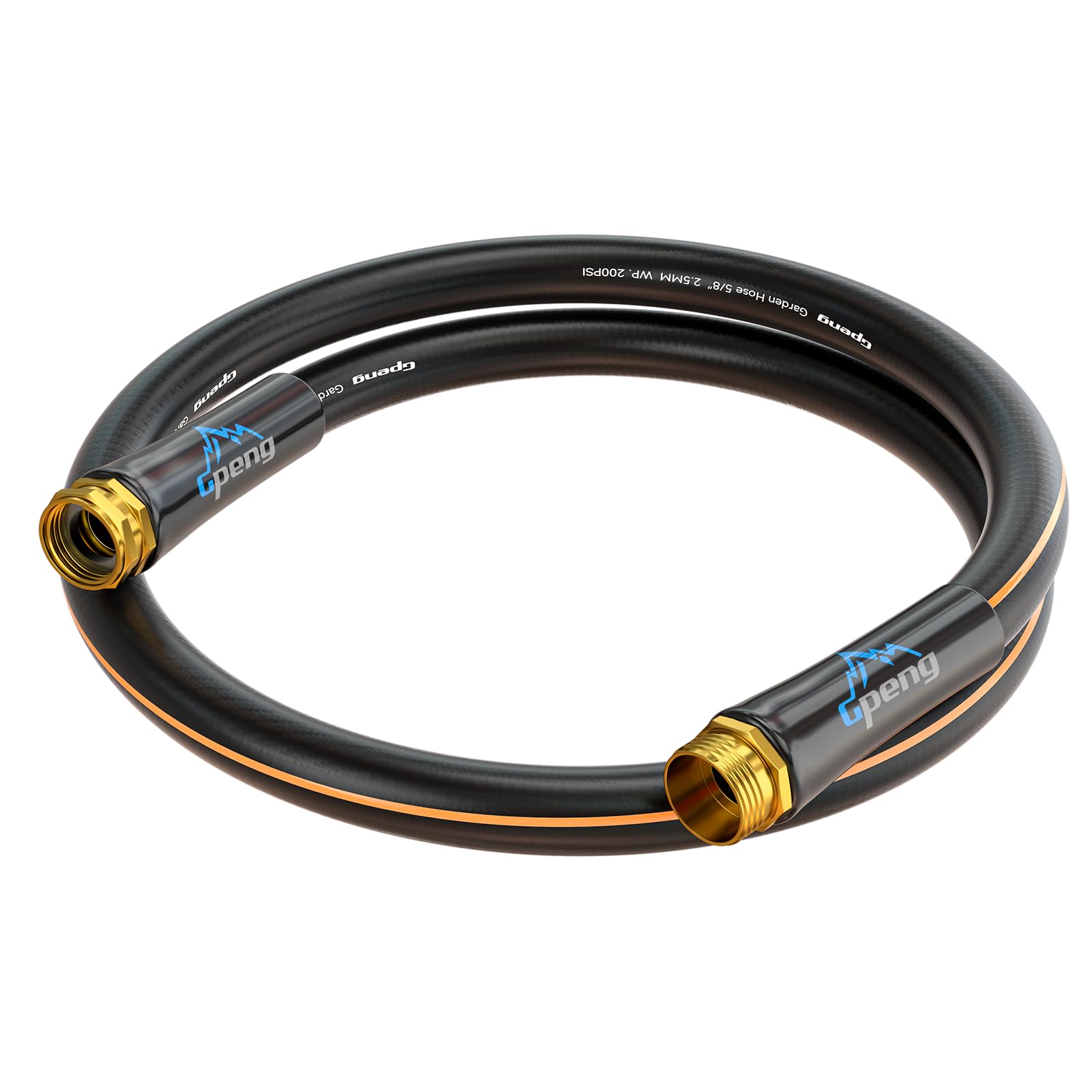 Non-Expandable Leader Hose 5ft x 5/8", Short Garden Hose, Rubber Water Hose, Heavy Duty, No Kink, Flexible Garden Hose with Swivel Handle, Male to Female Fittings, Burst 600 PSI, Without Nozzle