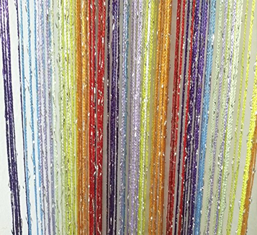 Ave Split Decorative Door String Curtain Wall Panel Fringe Window Room Divider Blind Divider Tassel Screen Home 100Cm*200Cm (Colorful18) #TOP3