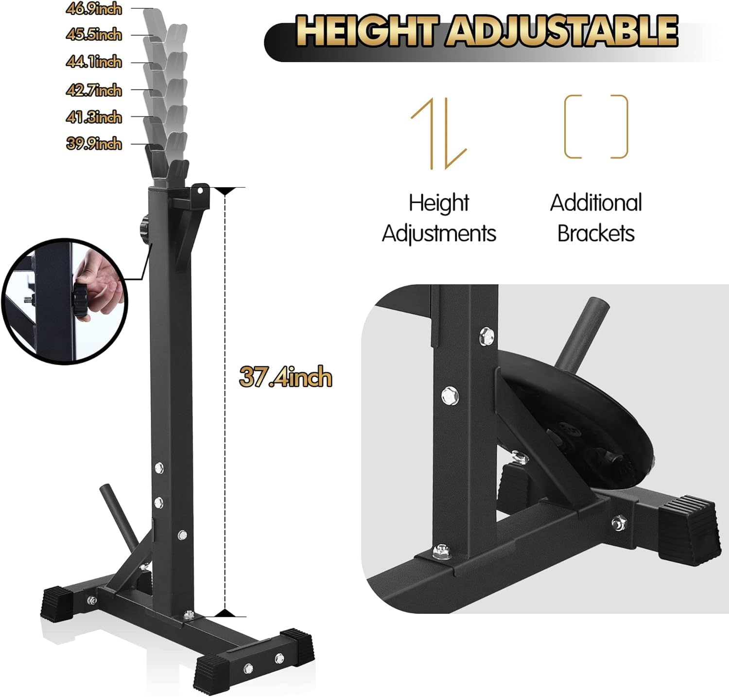 Bench Press, Olympic Weight Bench with Squat Rack Workout Bench Adjustable Barbell Rack Stand Strength Training Home Gym Multi-Function