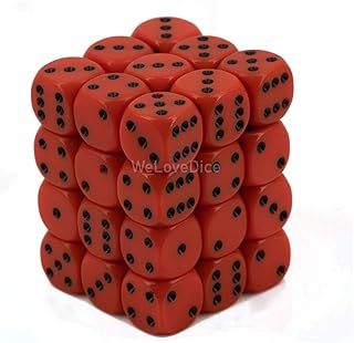 DND Dice Set-Chessex D&D Dice-12mm Opaque Orange and Black Plastic Polyhedral Dice Set-Dungeons and Dragons Dice Includes 36 Dice – D6