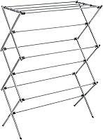Honey-Can-Do Collapsible Steel Laundry Drying Rack - Foldable Portable 50lb Capacity Indoor Outdoor Space-Saver Silver