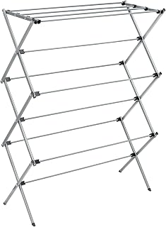 Honey-Can-Do Collapsible Steel Laundry Drying Rack - Foldable Portable 50lb Capacity Indoor Outdoor Space-Saver Silver