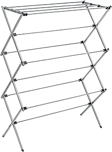 Honey-Can-Do Collapsible Laundry Drying Rack, Sturdy Steel, Foldable & Portable Clothes Drying Rack, Space-Saving Design, Indoor & Outdoor Drying, 50lb Capacity, Silver