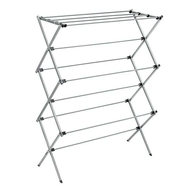 Honey-Can-Do Collapsible Laundry Drying Rack Sturdy Steel Foldable Portable Clothes Drying Rack Space-Saving Design Indoor Outdoor Drying Ideal