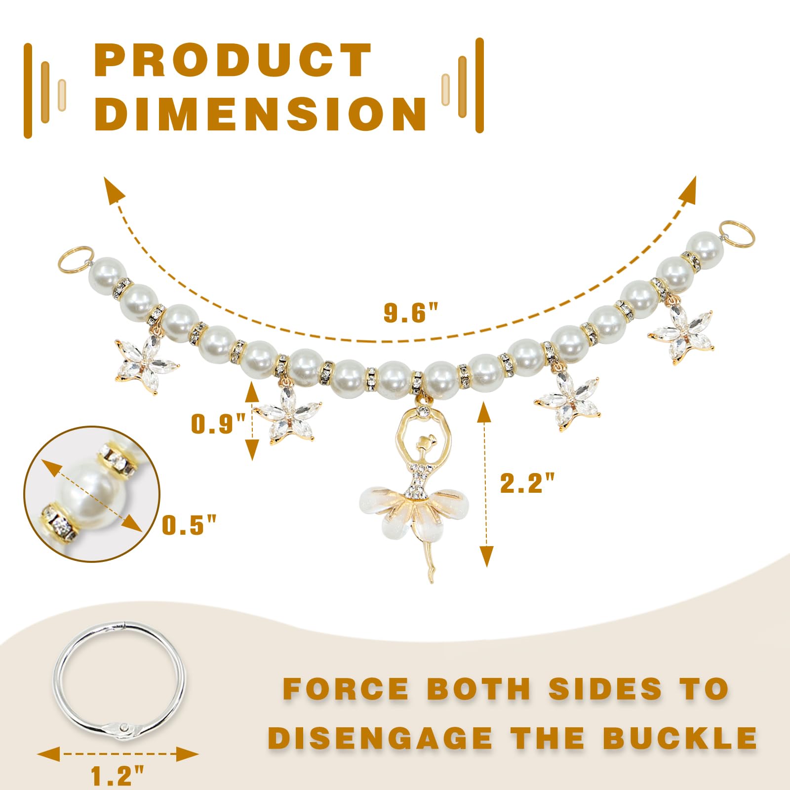 QTKJ Dancing Girl Pearls Charm For Bogg Bag Accessories, Purse Strap Extender, Purse Chains For Women Rubber Beach Bag Tote Handbag Crossbody Shoulder Decoration, With Metal Buckle