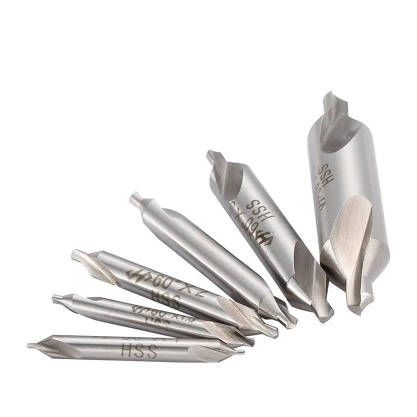 Brocas centrales Brocas avellanadoras combinadas de centro HSS con ángulo de 60 grados, 1,0, 1,5, 2,0, 2,5, 3,5 mm, tipo A, sin cono protector.