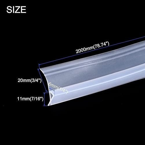 Miniatura 2 de METALLIXITY Tira de sellado de puerta de vidrio (78.74 pulgadas), riel de goteo (34 pulgadas) apta para vidrio (14 de pulgada), tipo H, barrido de
