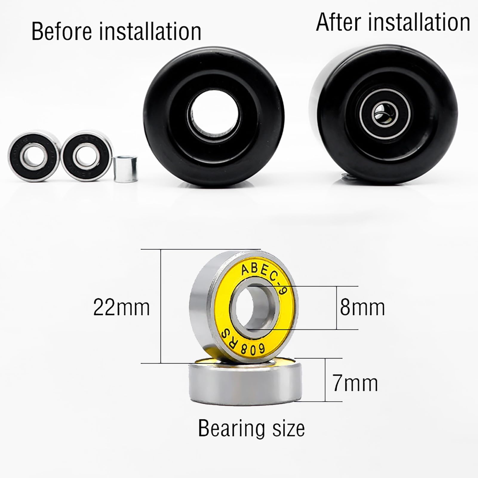 Ersatz-Skateboard-Rollen, 8er-Pack, 82A, Roller-Roller