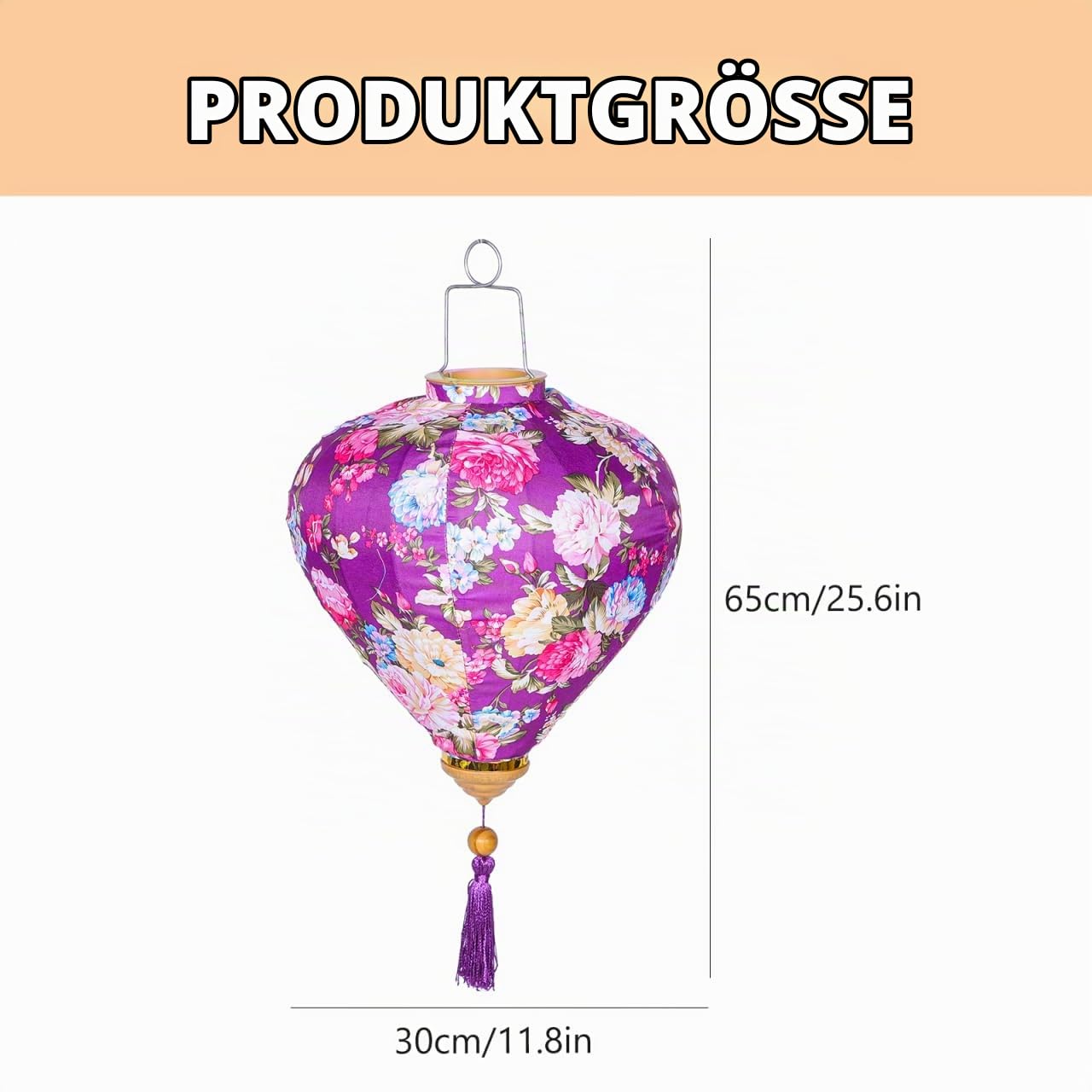 Uonlytech Hängende Blumenlaterne 25.59 Zoll Für Außenbereich Wetterfeste Asiatische Laterne Dekorativ Für Garten Party Festival Deko